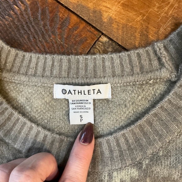 Athleta Hawthorne Textured Crew Sweater Merino Wool Gray Size Small - Picture 4 of 7